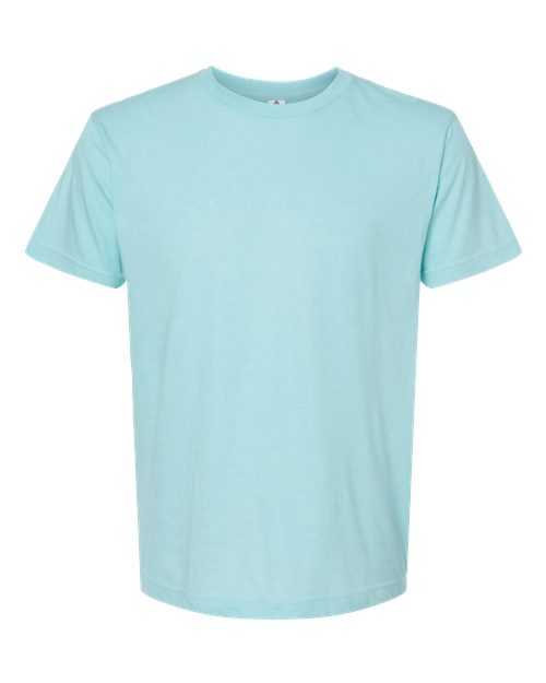 Unisex Fine Jersey T-Shirt - Heather Purist Blue Front