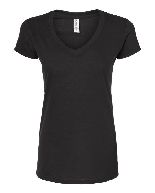 Women's Poly-Rich V-Neck T-Shirt - Black Front