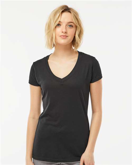 Tultex Women's Poly-Rich V-Neck T-Shirt - Model Front