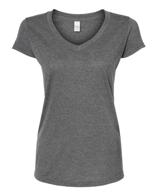 Women's Poly-Rich V-Neck T-Shirt - Heather Charcoal Front