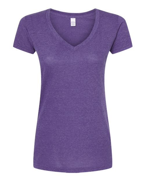 Women's Poly-Rich V-Neck T-Shirt - Heather Purple Front