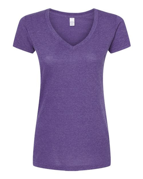 Tultex Women's Poly-Rich V-Neck T-Shirt - Heather Purple Front