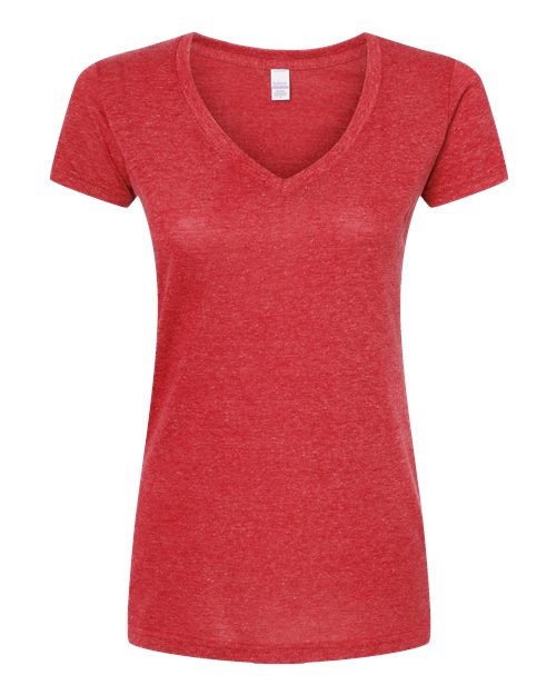 Women's Poly-Rich V-Neck T-Shirt - Heather Red Front