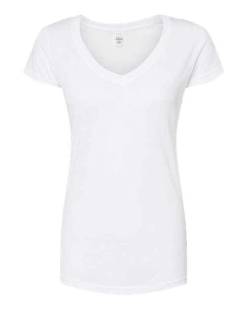 Tultex Women's Poly-Rich V-Neck T-Shirt - White Front