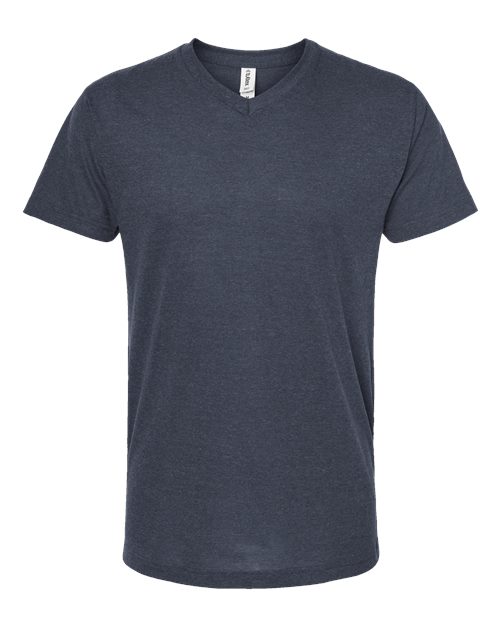 Men's Poly-Rich V-Neck T-Shirt - Heather Navy Front
