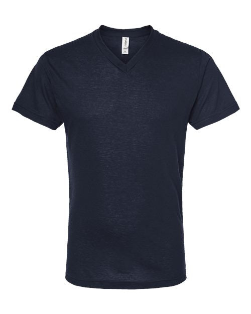Tultex Men's Poly-Rich V-Neck T-Shirt - Navy Front