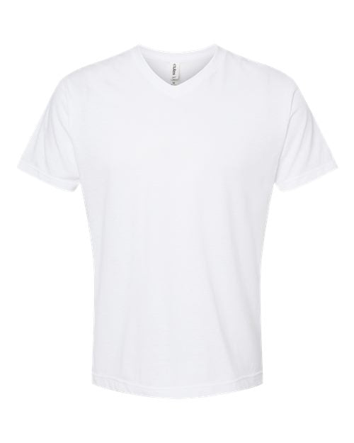 Tultex Men's Poly-Rich V-Neck T-Shirt - White Front