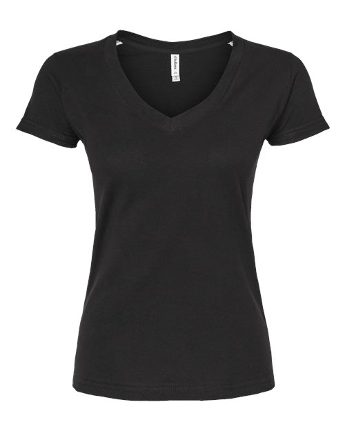 Women's Fine Jersey V-Neck T-Shirt - Black Front