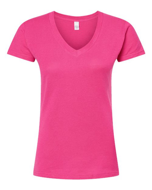 Women's Fine Jersey V-Neck T-Shirt - Fuchsia Front