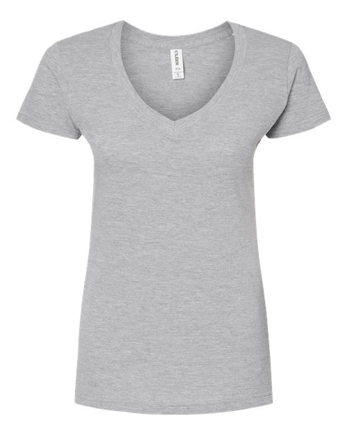 Women's Fine Jersey V-Neck T-Shirt - Heather Grey Front