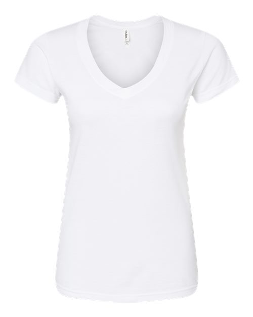 Women's Fine Jersey V-Neck T-Shirt - White Front