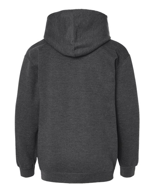 Youth Hooded Sweatshirt - Heather Charcoal Back
