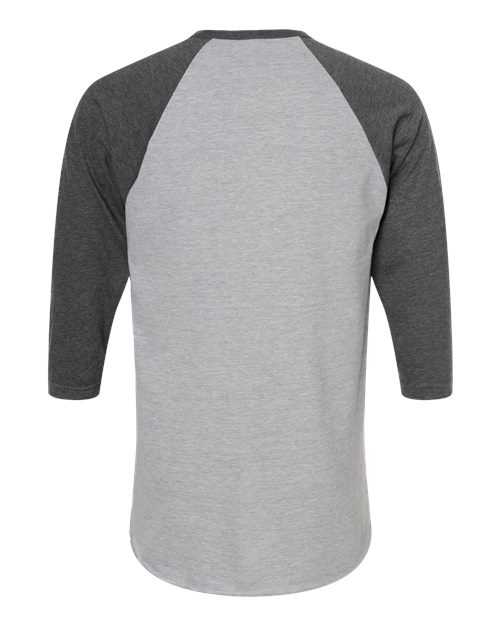 Unisex Fine Jersey Raglan T-Shirt - Heather Grey/ Heather Charcoal Back