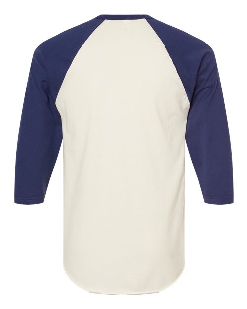 Unisex Fine Jersey Raglan T-Shirt - Vintage White/ Inked India Back