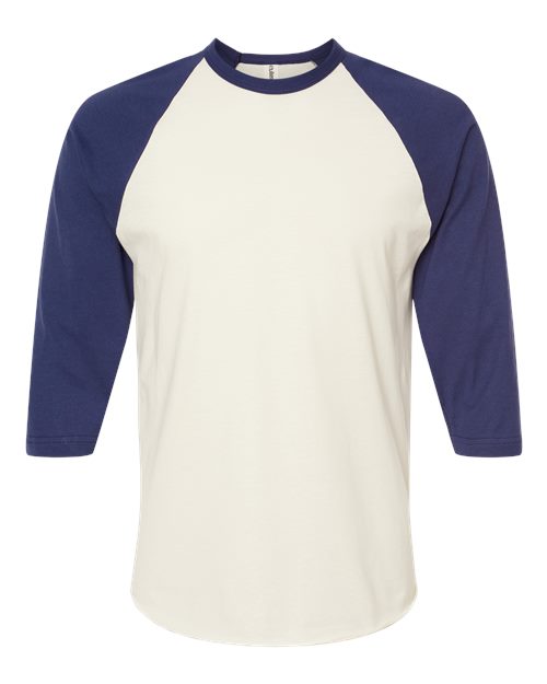 Unisex Fine Jersey Raglan T-Shirt - Vintage White/ Inked India Front