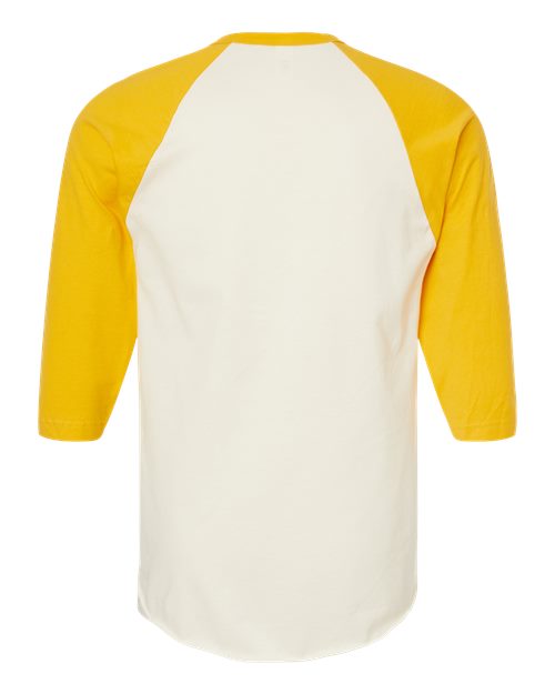 Unisex Fine Jersey Raglan T-Shirt - Vintage White/ Mellow Yellow Back