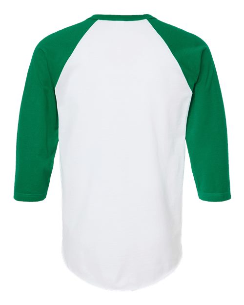 Unisex Fine Jersey Raglan T-Shirt - White/ Kelly Back