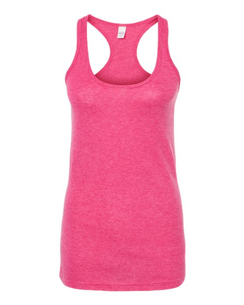 Women's Poly-Rich Racerback Tank Top - Heather Fuchsia Front