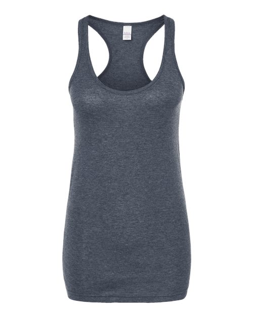 Women's Poly-Rich Racerback Tank Top - Heather Navy Front