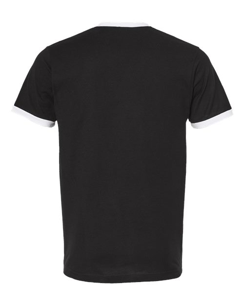 Unisex Fine Jersey Ringer T-Shirt - Black/ White Back