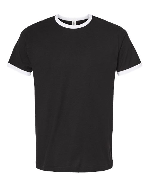 Unisex Fine Jersey Ringer T-Shirt - Black/ White Front