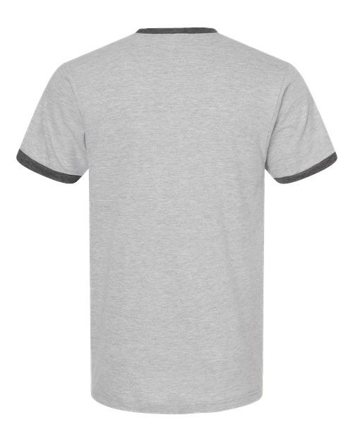 Unisex Fine Jersey Ringer T-Shirt - Heather Grey/ Heather Charcoal Back