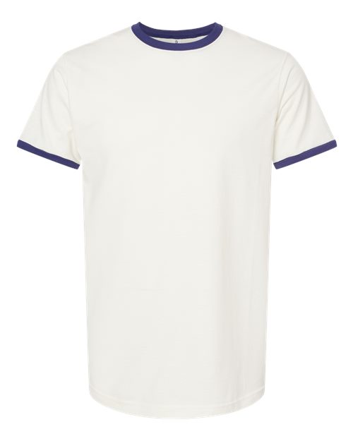 Unisex Fine Jersey Ringer T-Shirt - Vintage White/ Inked India Front