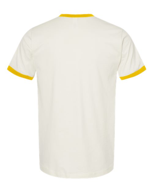 Unisex Fine Jersey Ringer T-Shirt - Vintage White/ Mellow Yellow Back