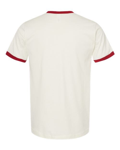 Unisex Fine Jersey Ringer T-Shirt - Vintage White/ Rio Red Back