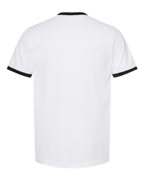 Unisex Fine Jersey Ringer T-Shirt - White/ Black Back