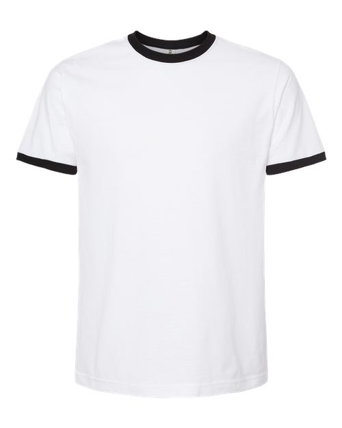 Unisex Fine Jersey Ringer T-Shirt - White/ Black Front