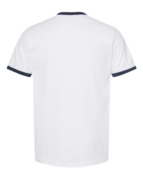 Unisex Fine Jersey Ringer T-Shirt - White/ Navy Back