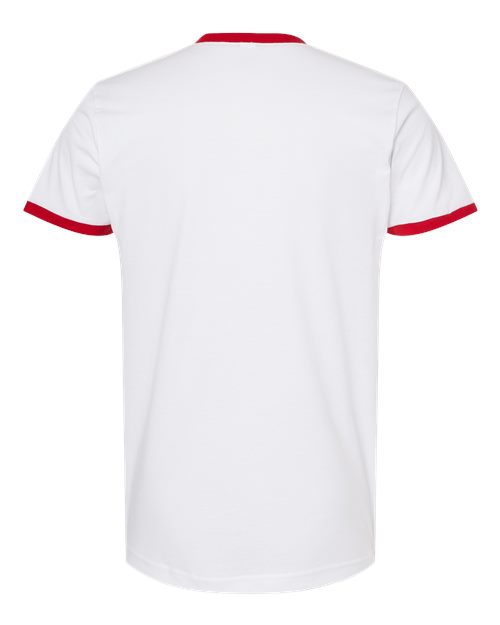 Unisex Fine Jersey Ringer T-Shirt - White/ Red Back