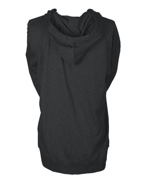 Unisex Beach Full-Zip Hooded Long Sleeve T-Shirt - Heather Charcoal Back