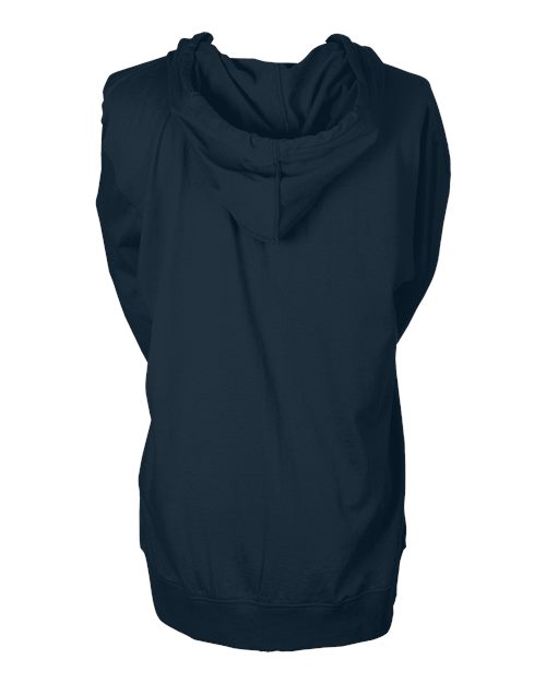 Unisex Beach Full-Zip Hooded Long Sleeve T-Shirt - Navy Back
