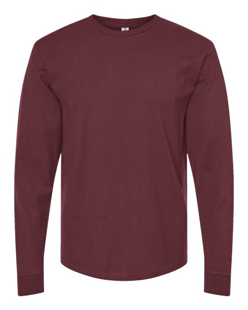 Unisex Heavyweight Jersey Long Sleeve T-Shirt - Burgundy Front