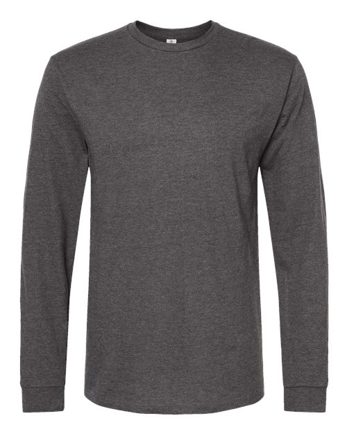Unisex Heavyweight Jersey Long Sleeve T-Shirt - Heather Charcoal Front