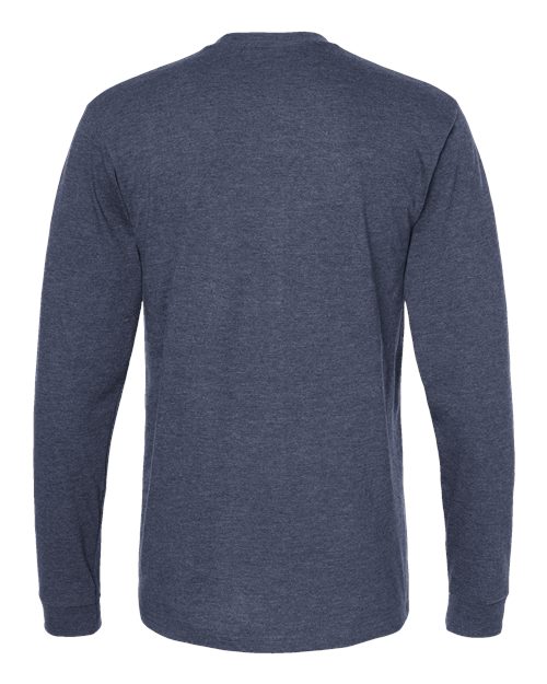 Unisex Heavyweight Jersey Long Sleeve T-Shirt - Heather Denim Back