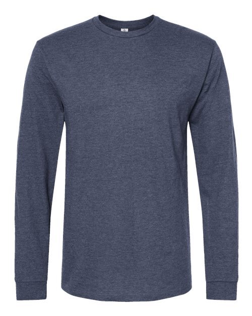 Unisex Heavyweight Jersey Long Sleeve T-Shirt - Heather Denim Front