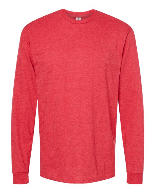 Unisex Heavyweight Jersey Long Sleeve T-Shirt - Heather Red Front
