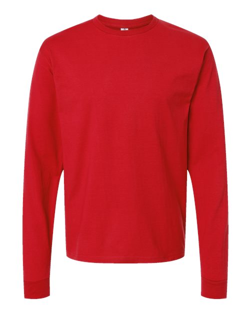 Unisex Heavyweight Jersey Long Sleeve T-Shirt - Red Front