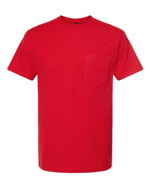 Unisex Heavyweight Jersey Pocket T-Shirt - Red Front