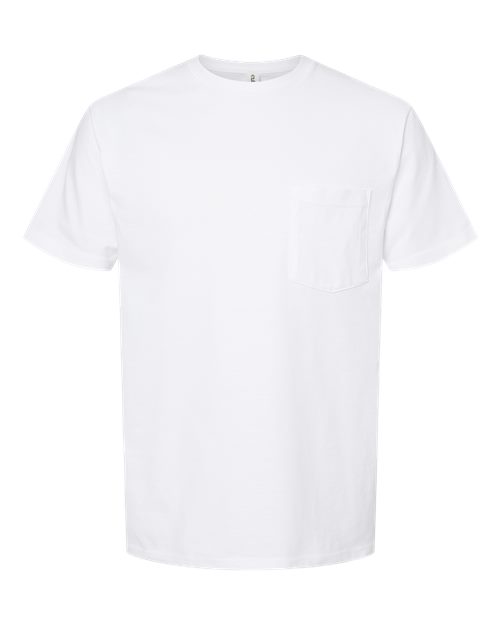 Unisex Heavyweight Jersey Pocket T-Shirt - White Front