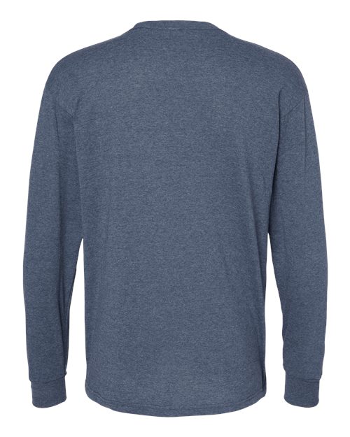 Unisex Gold Soft Touch Long Sleeve T-Shirt - Heather Navy Back