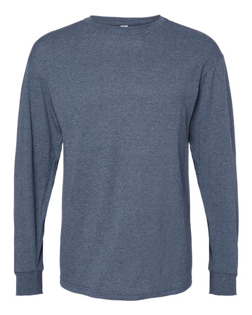 Unisex Gold Soft Touch Long Sleeve T-Shirt - Heather Navy Front