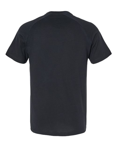 Men's Heather CVC Raglan Tee - Solid Black Blend Back