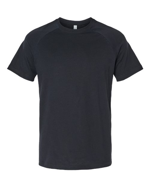 Men's Heather CVC Raglan Tee - Solid Black Blend Front