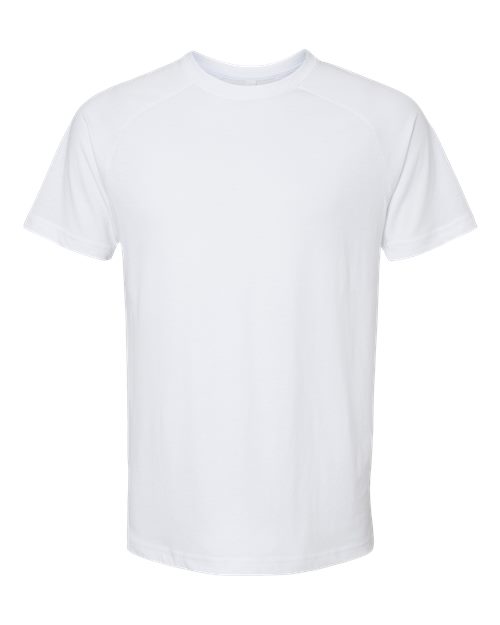 Men's Heather CVC Raglan Tee - Solid White Blend Front