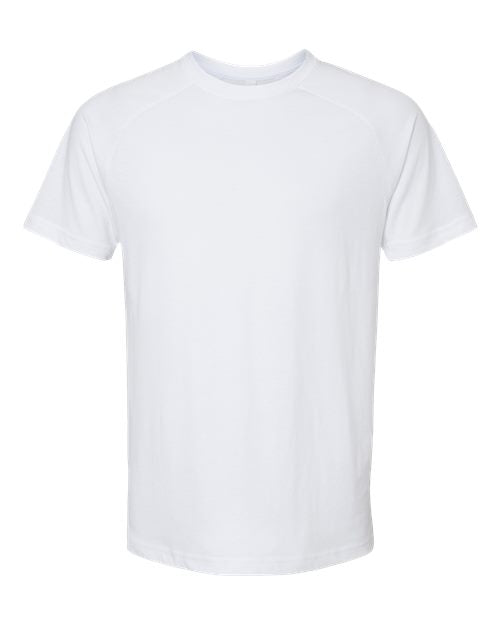 BELLA + CANVAS Men's Heather CVC Raglan Tee - Solid White Blend Front