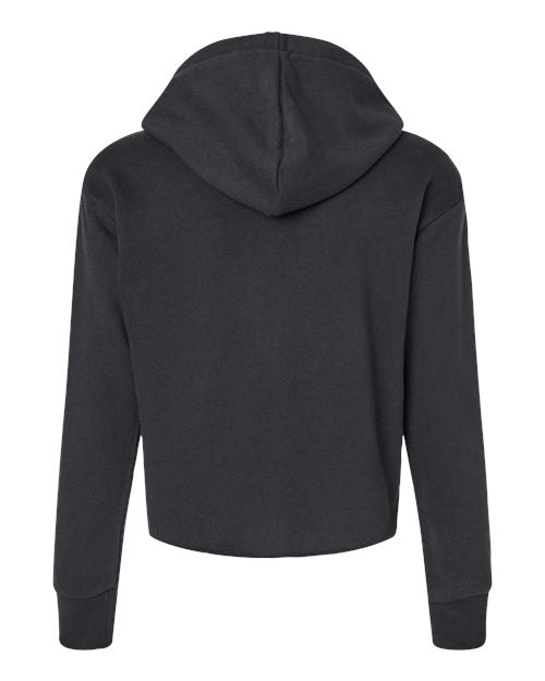 Women's Laguna Sueded Raw Edge Crop Hoodie Sweatshirt - Black Back